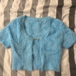 Jacquemus Blue Fuzzy Crop Top